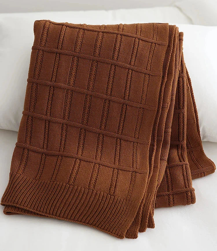 Retro Cotton Knit Throw Blanket